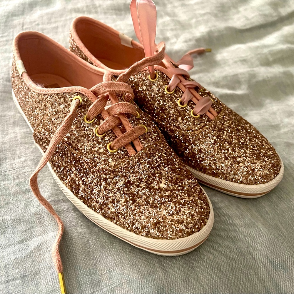 kate spade rose gold glitter keds size 6 sneakers